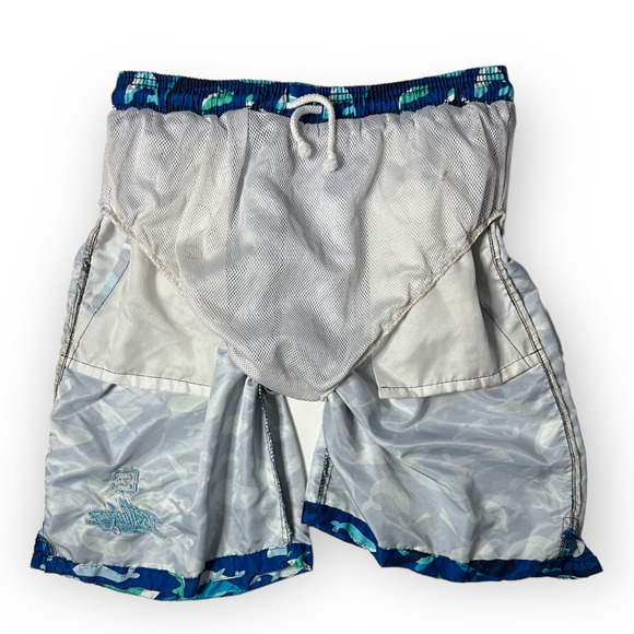 Billabong Boys Blue Whale Pattern Elastic Waist Mesh Lined Swim Trunks Size M - Picture 8 of 12